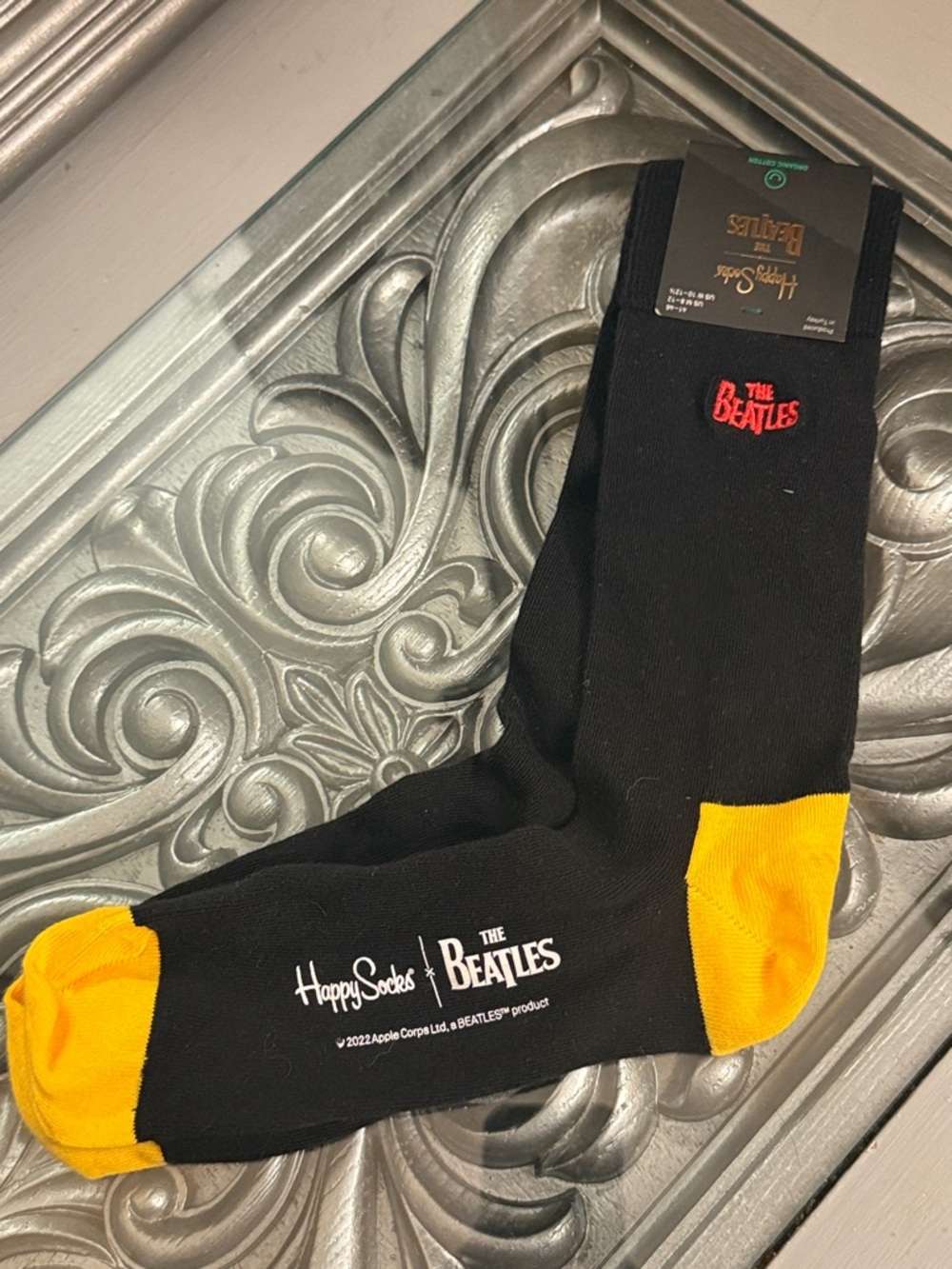 Happy Socks x The Beatles Men’s 8 - 12 Black & Yellow Crew Socks